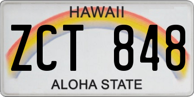 HI license plate ZCT848