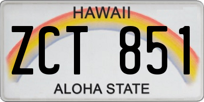 HI license plate ZCT851