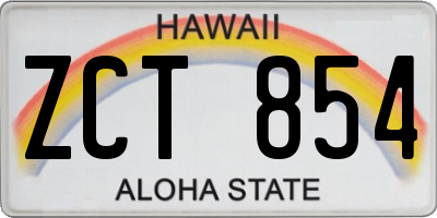 HI license plate ZCT854