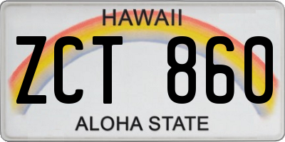 HI license plate ZCT860
