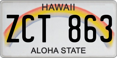 HI license plate ZCT863