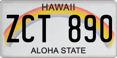 HI license plate ZCT890