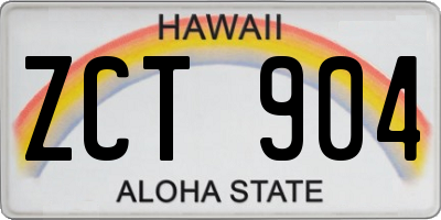 HI license plate ZCT904