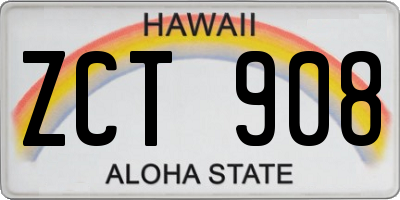 HI license plate ZCT908