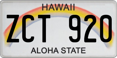 HI license plate ZCT920