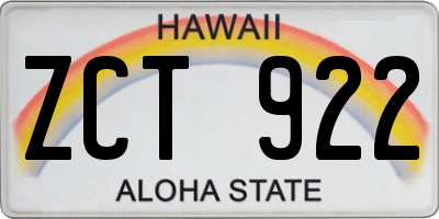 HI license plate ZCT922