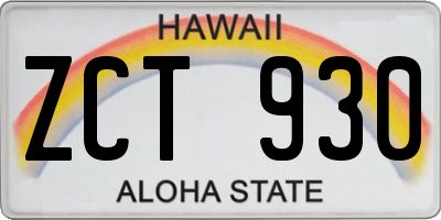 HI license plate ZCT930