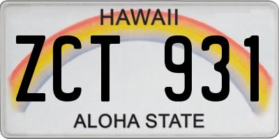 HI license plate ZCT931
