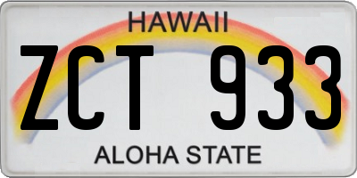 HI license plate ZCT933