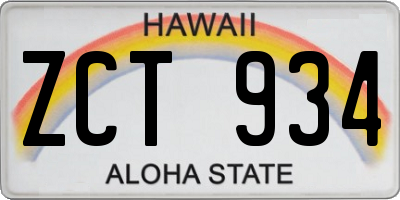 HI license plate ZCT934