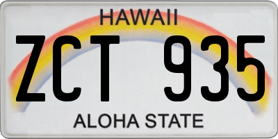 HI license plate ZCT935
