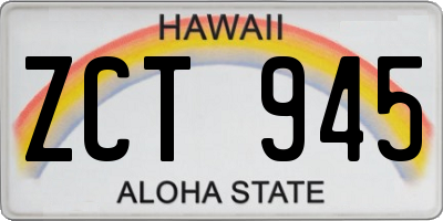 HI license plate ZCT945