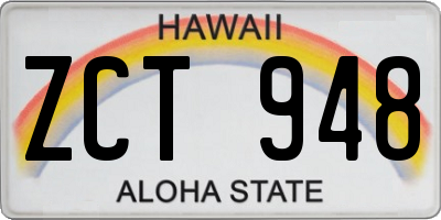 HI license plate ZCT948