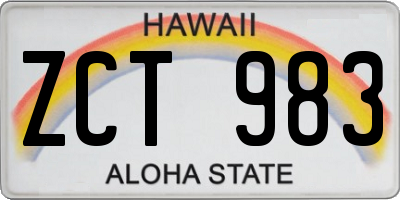 HI license plate ZCT983