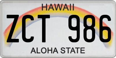 HI license plate ZCT986
