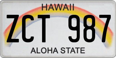 HI license plate ZCT987