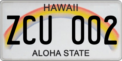 HI license plate ZCU002