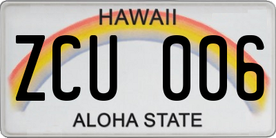HI license plate ZCU006