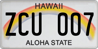 HI license plate ZCU007