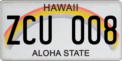 HI license plate ZCU008