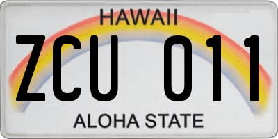 HI license plate ZCU011