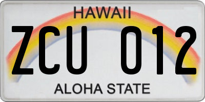 HI license plate ZCU012