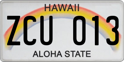 HI license plate ZCU013