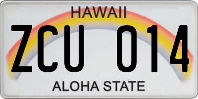HI license plate ZCU014
