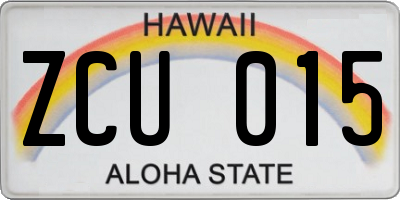 HI license plate ZCU015