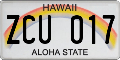 HI license plate ZCU017