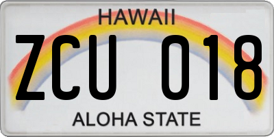 HI license plate ZCU018