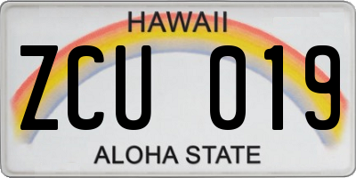 HI license plate ZCU019