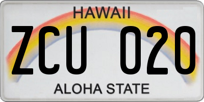 HI license plate ZCU020