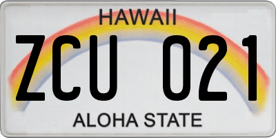 HI license plate ZCU021