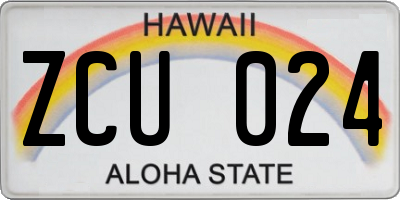 HI license plate ZCU024
