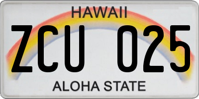 HI license plate ZCU025