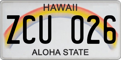 HI license plate ZCU026