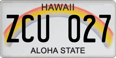 HI license plate ZCU027
