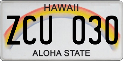 HI license plate ZCU030