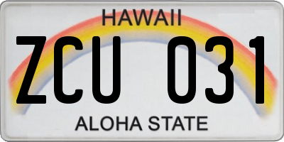 HI license plate ZCU031