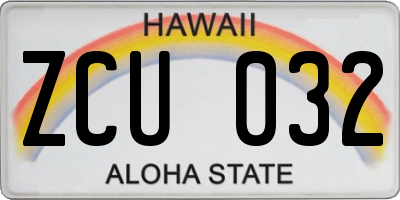 HI license plate ZCU032