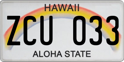 HI license plate ZCU033