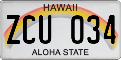 HI license plate ZCU034