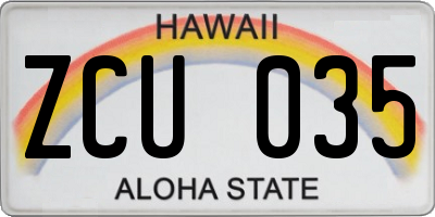 HI license plate ZCU035