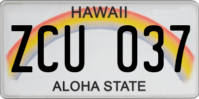 HI license plate ZCU037