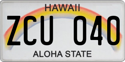HI license plate ZCU040