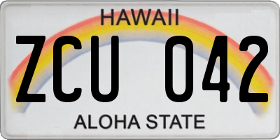 HI license plate ZCU042