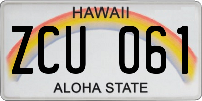 HI license plate ZCU061