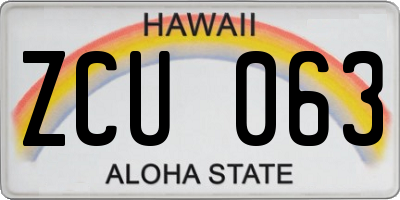 HI license plate ZCU063