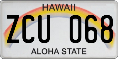 HI license plate ZCU068